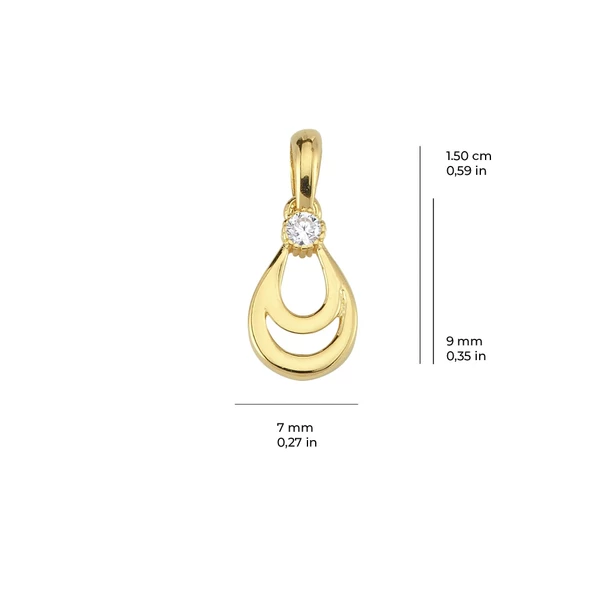 14 Ayar Altın Tek Taşlı Damlı Kolye Ucu 0,68 gr - Resim 2