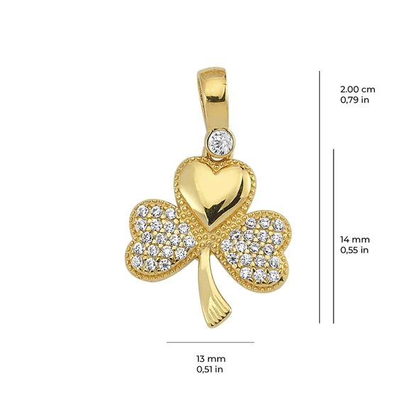 14 Ayar Altın Taşlı Yonca Kolye Ucu 1,46 gr - Resim 2