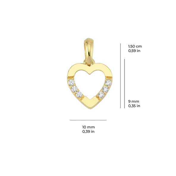 14 Ayar Altın Taşlı Kalp Kolye Ucu 0,63 gr - 2