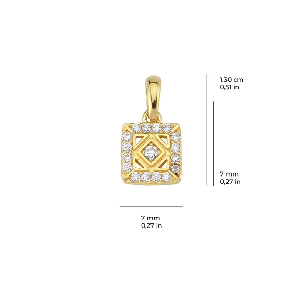 14 Ayar Altın Taşlı Kare Formlu Kolye Ucu 0,87 gr - Resim 2