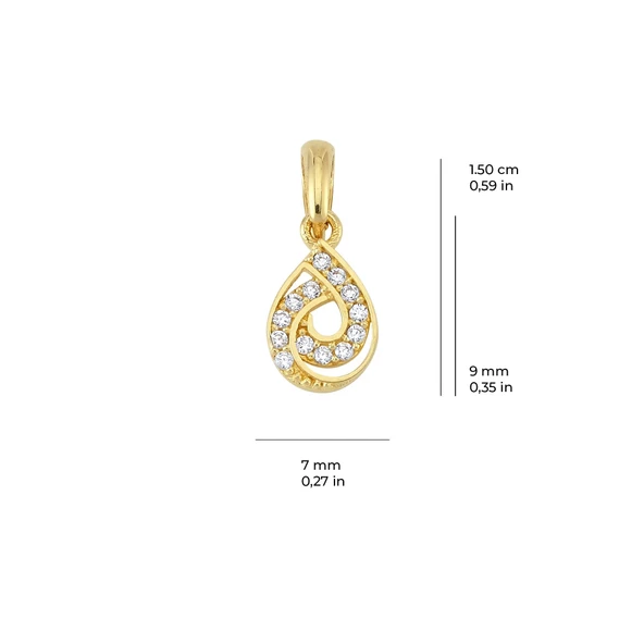 14 Ayar Altın Damla Kolye Ucu 0,61 gr - Resim 2