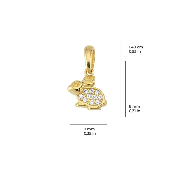 14 Ayar Altın Tavşan Kolye Ucu 0,54 gr - 2
