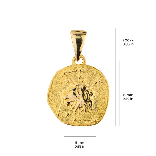 14 Ayar Altın Aslan Burç Kolye Ucu 1,98 gr - Resim 3