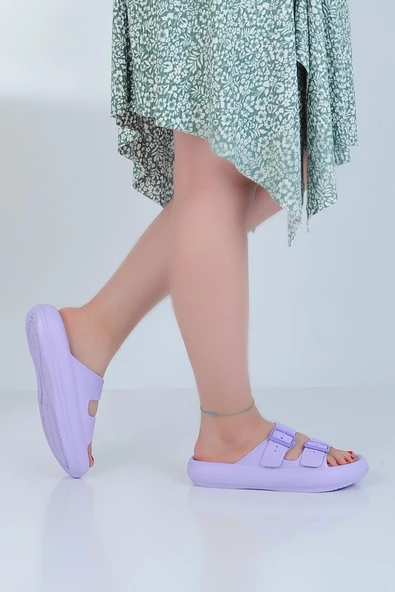 Apella E-800-1 Çift Toka Eva Kadın Düz Terlik