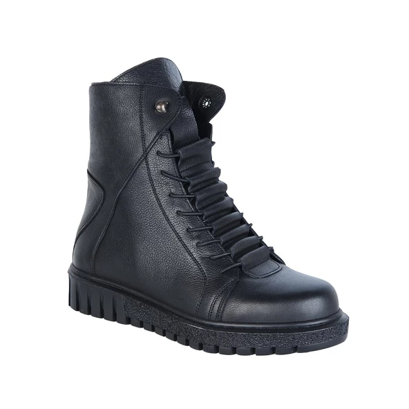 Castle Black 68324-2 Siyah %100 Deri Kadın Düz Bot - 2