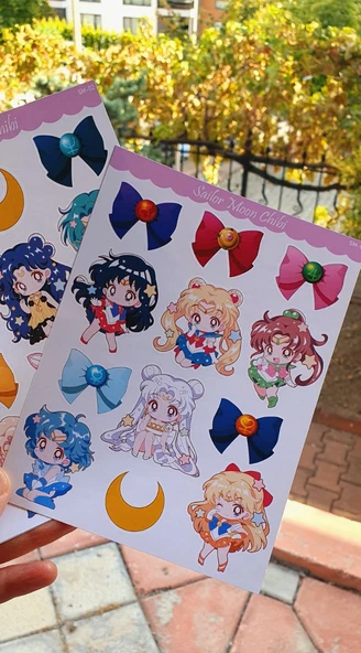 Sailor Moon- Ay Savaşçısı sticker 2li -Anime çıkartma-etiket-laptop telefon süsleme - Resim 8