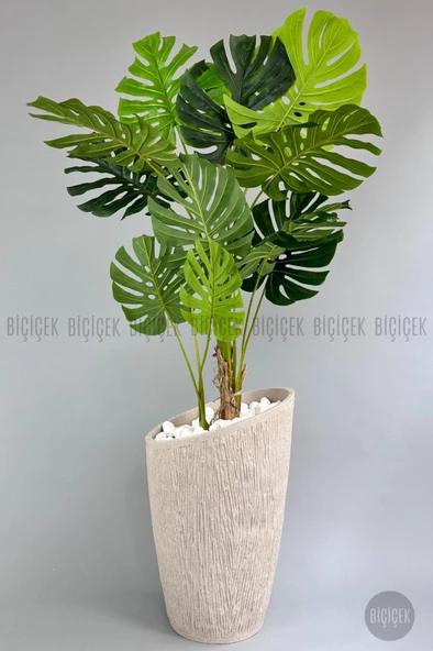BİÇİÇEK   Yapay Monstera Ağacı 200 cm lux dış mekan saksıda - Resim 11