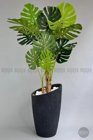 BİÇİÇEK   Yapay Monstera Ağacı 200 cm lux dış mekan saksıda - Resim 5