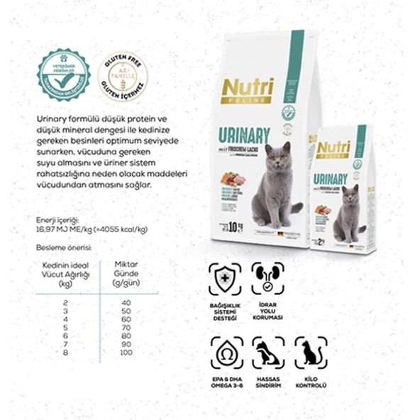 Nutri Feline 2Kg Yetişkin Somon Etli  Adult Urinary Kedi Maması - 4