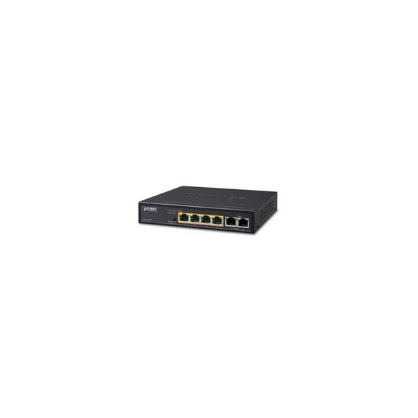 PL-FSD-604HP Yönetilemeyen Masaüstü Tip Switch (Unmanaged Desktop Switch) 4-Port 10/100TX IEEE 802.3at/af PoE+ Injector (Per port 30.8 watt) (PoE Güç Bütçesi maks. 60 Watt) 2-Port 10/100TX