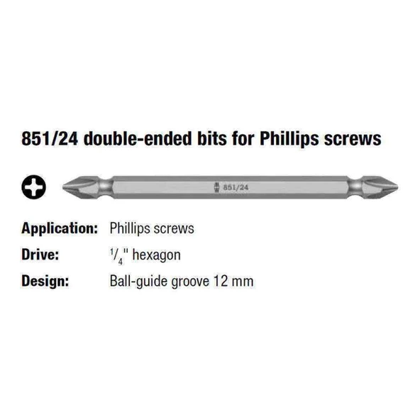 Wera 851/24 Ph/Yıldız 2x200mm Bits 05135728001 - 2