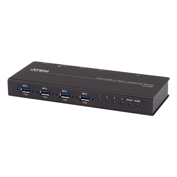 ATEN-US3344I 4 x 4 USB 3.1 Gen1 USB Arayüzüne Sahip Cihazları Paylaştıran Endüstriyel Hub Switch<br>
4 x 4 USB 3.1 Gen 1 Industrial Hub Switch