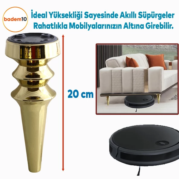 Oliva Gold Altın 20 cm Mobilya Kanepe Koltuk Tv Ünitesi Konsol Yükseltme Ayağı Ayakları 4 Adet - 3