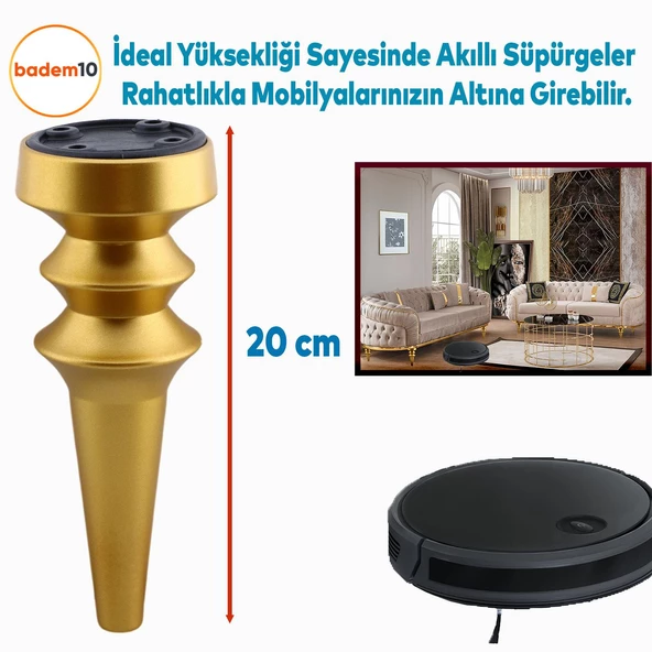 Oliva Mat Altın 20 cm Mobilya Kanepe Koltuk Tv Ünitesi Konsol Yükseltme Ayağı Ayakları 4 Adet - 2