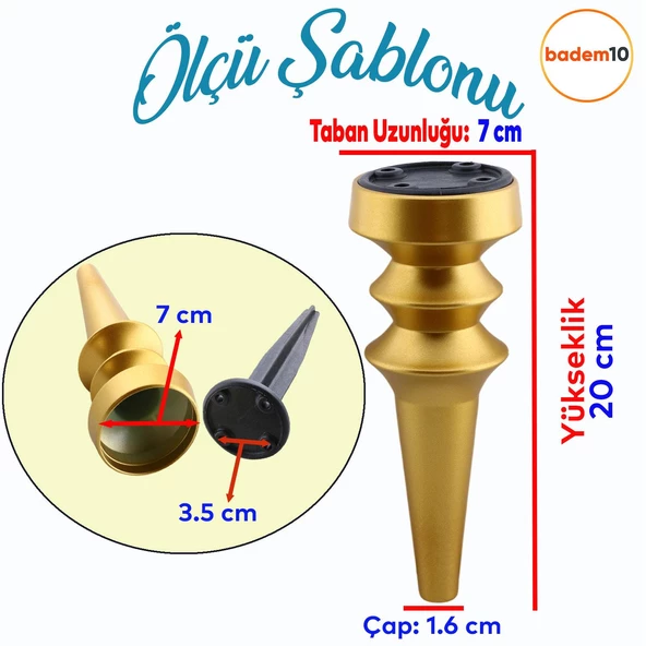 Oliva Mat Altın 20 cm Mobilya Kanepe Koltuk Tv Ünitesi Konsol Yükseltme Ayağı Ayakları 4 Adet - 3