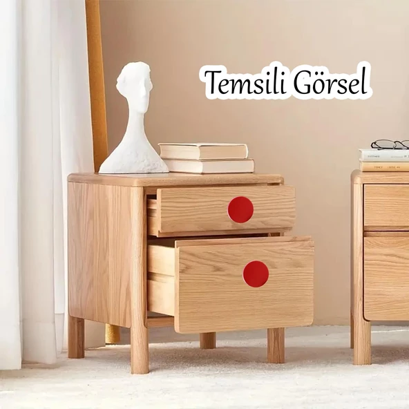 Plastik Yuvarlak 5 ADET Düz Kırmızı Renk Oda Mobilya Mutfak Dolabı Kapak Kulpu Çekmece Kulbu - Resim 3