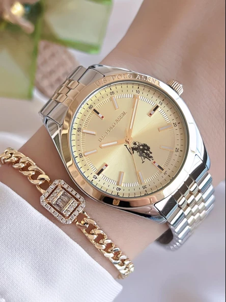 U.S.POLO ASSN Çelik Kordon 5 Atm Suya Dayanıklı Kadın Kol Saati+Bileklik Hediyeli USPA.2041.S07 ürün görseli