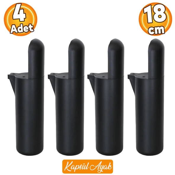 Kapsül Bohem Mobilya Kanepe Tv Ünitesi Koltuk Konsol Yükseltici Ayağı Ayakları Siyah 18 cm 4 Adet