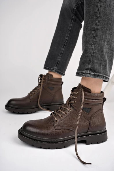 Muggo STEPHAN Garantili Bağcıklı Hakiki Deri Kaymaz Taban Erkek Bot - 8