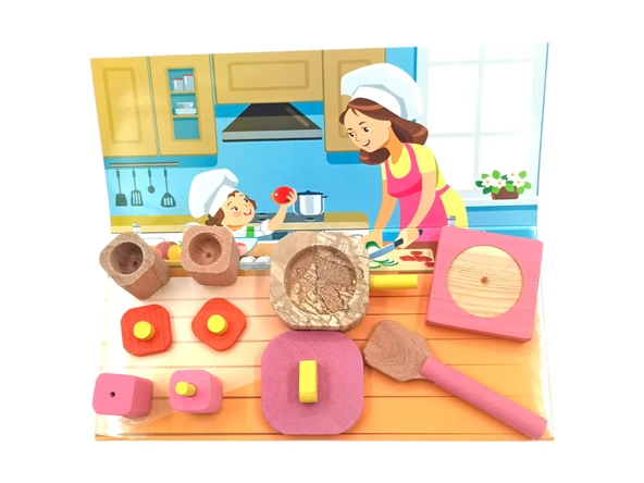Minik Şeflerin Rüyası: Ahşap Minyatür Oyuncak Mutfak! - 2
