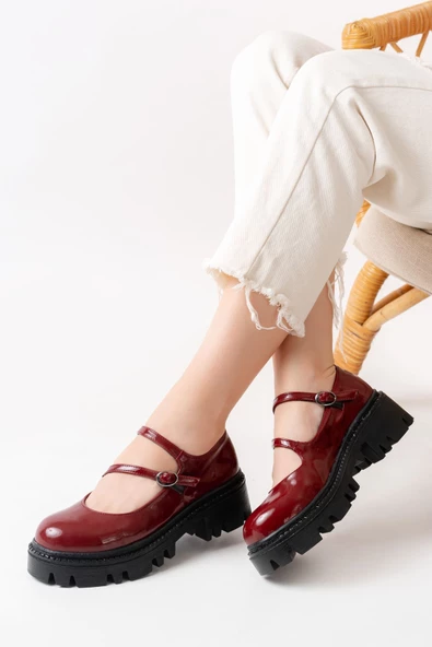 868-756 Bordo Rugan Günlük Yüksek Tabanlı Loafer Ayakkabı - 2