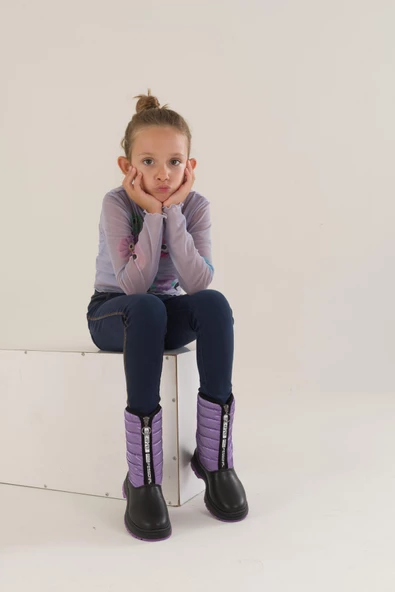 Muggo SUGAR Garantili Çocuk Unisex Rahat Kalıp Önü Fermuarlı İçi Kürklü Yağmur ve Kar Botu - 12