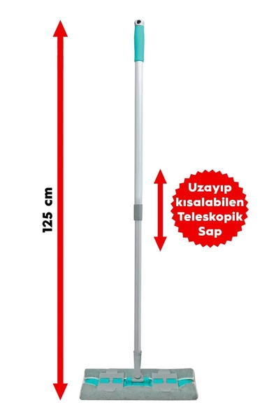 SMARTER MAGIC MOP + 3 YEDEK MOP PASPAS MANDALLI  YER YÜZEY TEMİZLİK HAVLUSU BEZİ UYUMLU - 4