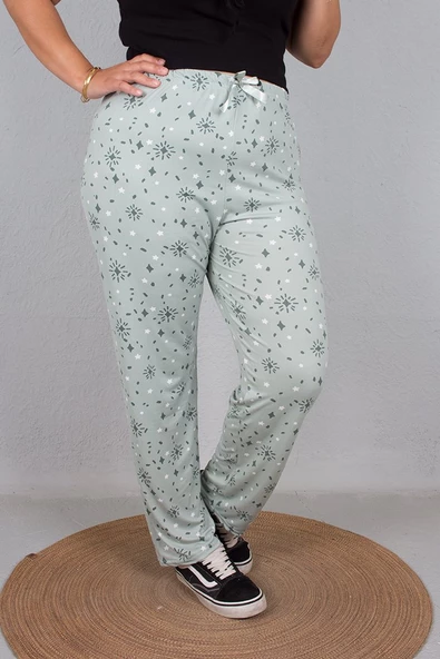 Büyük Beden Pamuklu Viskon Pijama Altı Desenli - 2
