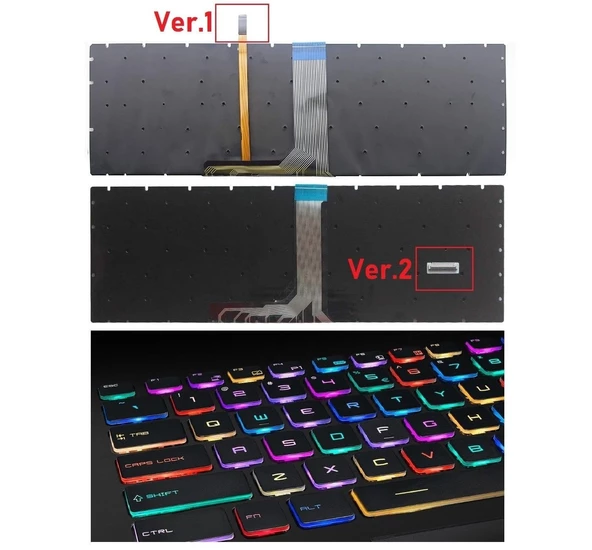 MSI GS73, GS73 8RF Stealth, GS73VR Notebook Klavye Ver.1 - Siyah - TR - Backlit - RGB