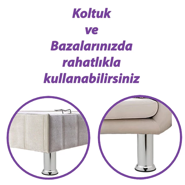 8 Adet Metal Destek Ayağı 15 Cm Krom Mobilya Kanepe Baza Koltuk Ünite Ayakları Metrik 8 Civatalı İnce Diş - 4