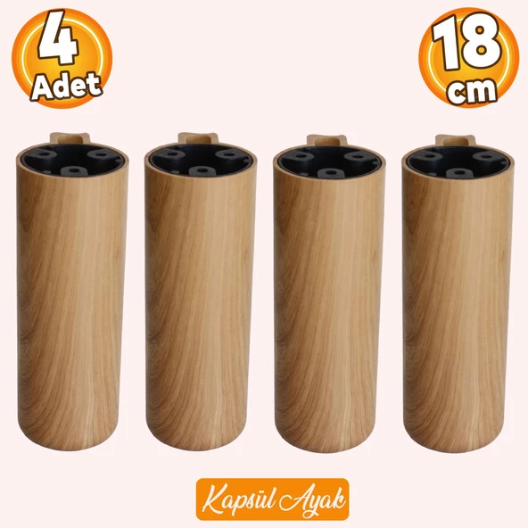 Kapsül Bohem Açık Ceviz 18 cm Mobilya Kanepe Koltuk Baza Yükseltici Yükseltme Ayağı Ayakları 4 Adet - 1