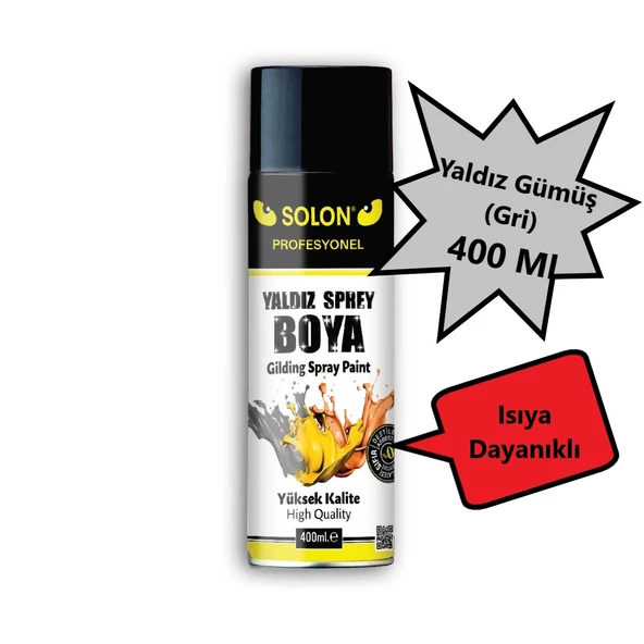 5 Adet Gümüş (Gri) Isıya Dayanıklı Yaldız Sprey Boya 400 Ml. - 2