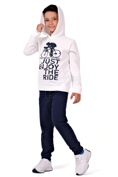 Bisiklet Baskılı Kapşonlu Çocuk Eşofman MNK0615 - 21