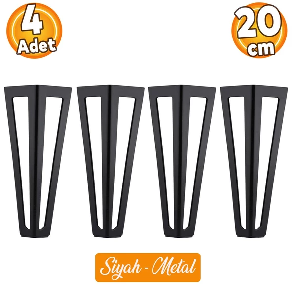 Ovit Metal Siyah 20 Cm Mobilya Koltuk Kanepe Konsol Tv Ünitesi Yükseltici Ayağı Ayakları 4 Adet ürün görseli