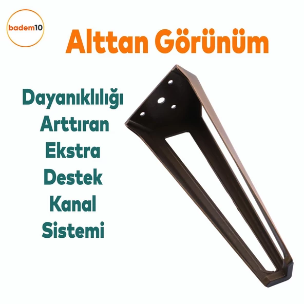 Ovit Metal Antik Bakır 20 cm Mobilya Koltuk Kanepe Konsol Tv Ünitesi Yükseltici Ayağı Ayakları 4 Adet - 4