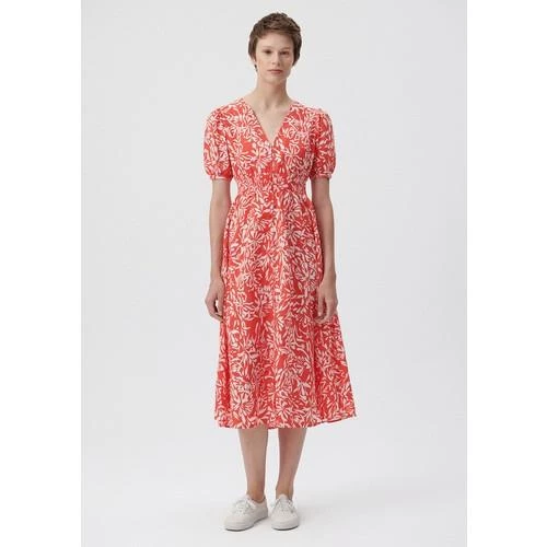 V YAKA MİDİ ELBİSE - 2