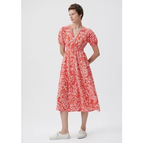 V YAKA MİDİ ELBİSE - 6