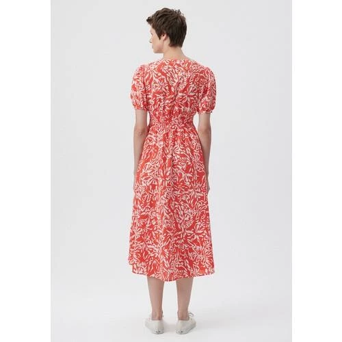 V YAKA MİDİ ELBİSE - 8