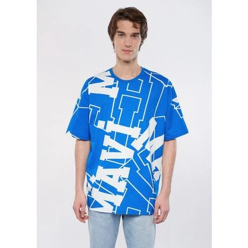 MAVİ BASKILI TİŞÖRT - 8