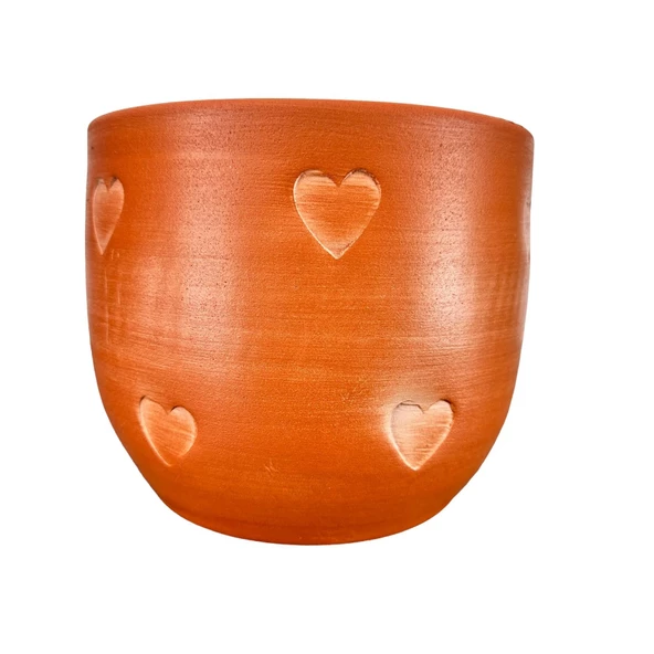 Bitki Tasarımı  Kalp Desenli Toprak Saksı Saksılık Salon Çiçeklik - 19 CM ürün görseli