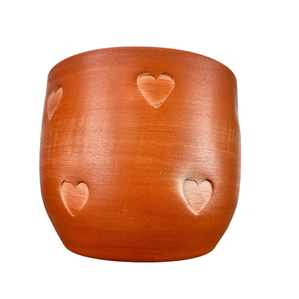 Bitki Tasarımı  Kalp Desenli Toprak Saksı Saksılık Salon Çiçeklik - 19 CM - Resim 3