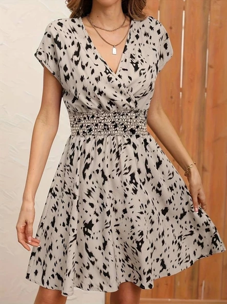 Kadın Kruvaze Yaka Beli Gipeli Süprem Elbise - 4