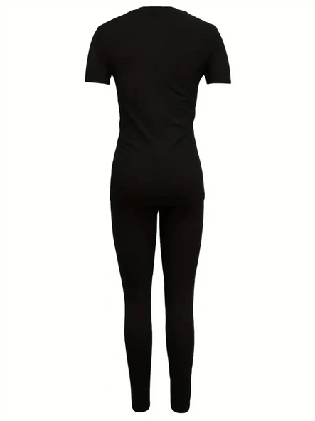 Kadın Kısa Kollu Queen Baskı Viskon Ikili Takım - 3