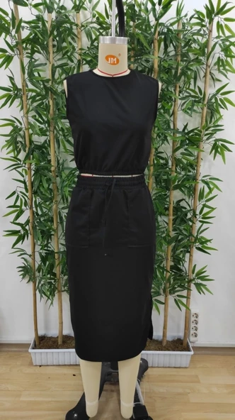 Kadın Iki Iplik Crop Etek Ikili Takım - Resim 4