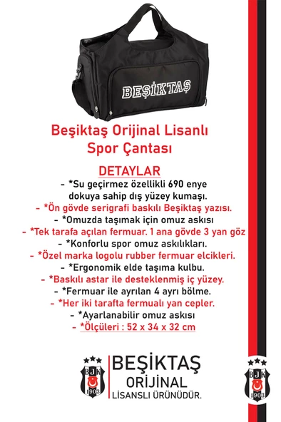 Beşiktaş Orijinal Lisanslı Spor Çantası Bjk Çanta - 2
