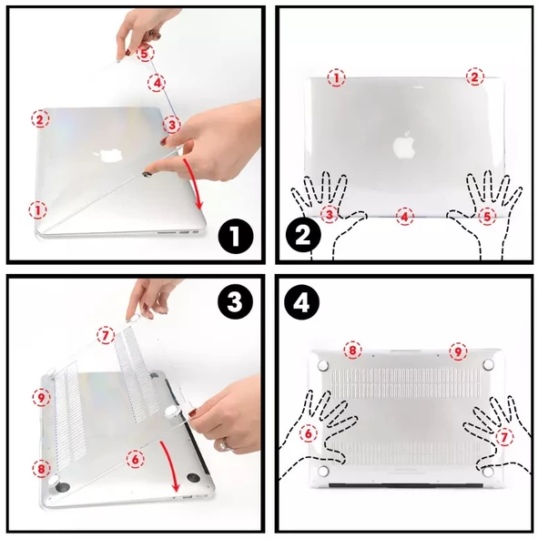 Macbook Air M2 M3 M4 13.6 A2681 A3113 A3240 Uyumlu Kılıf Kristal Şeffaf Kapak Kılıf Koruma - 7