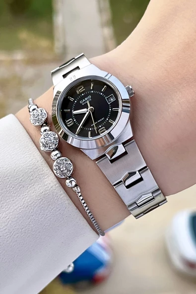 Casio CSISTE89 Kadranı Siyah Kordonu Gümüş Renk Hediye Paketli Kadın Kol Saati - Resim 2