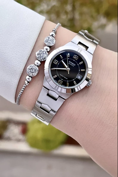 Casio CSISTE89 Kadranı Siyah Kordonu Gümüş Renk Hediye Paketli Kadın Kol Saati - Resim 3