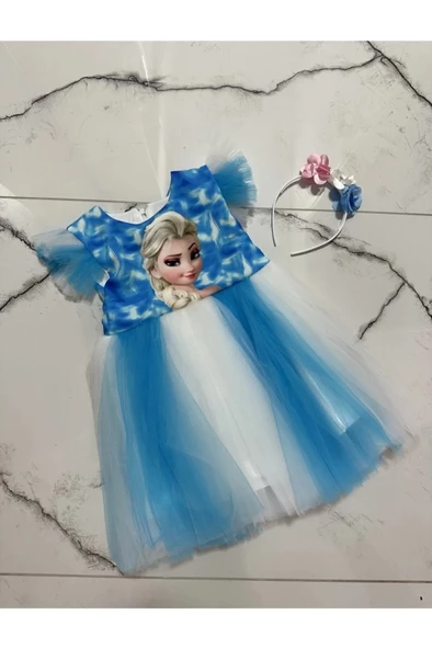 Elsa Baskılı  Kız Elbise 2/9 yaş - 2