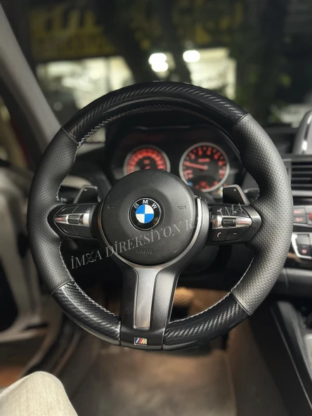 Bmw F30 Araca Özel Dikmeli Direksiyon Kılıfı (Mikrofiber Kristal Carbon)